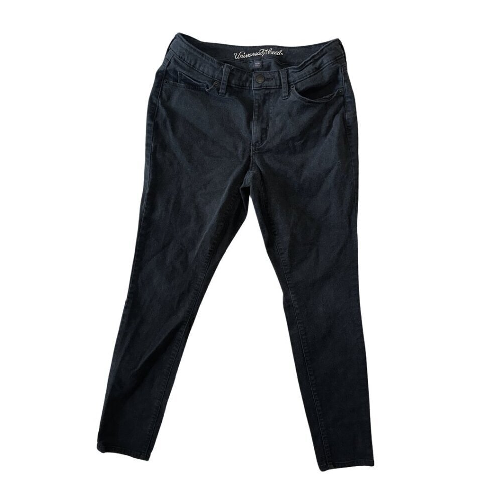 Black Mid Rise Skinny Jeans 6 / 28 regular no holes women's universal thread